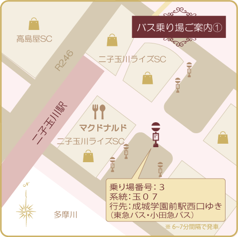 二子玉川バス停留所地図